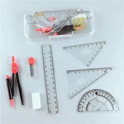 Jeu de 7 pièces de gommes à dessin, rapporteur de géométrie solide Simple, jeu de compas pour effaceur de maths, règle pour écoliers, papeterie scolaire 