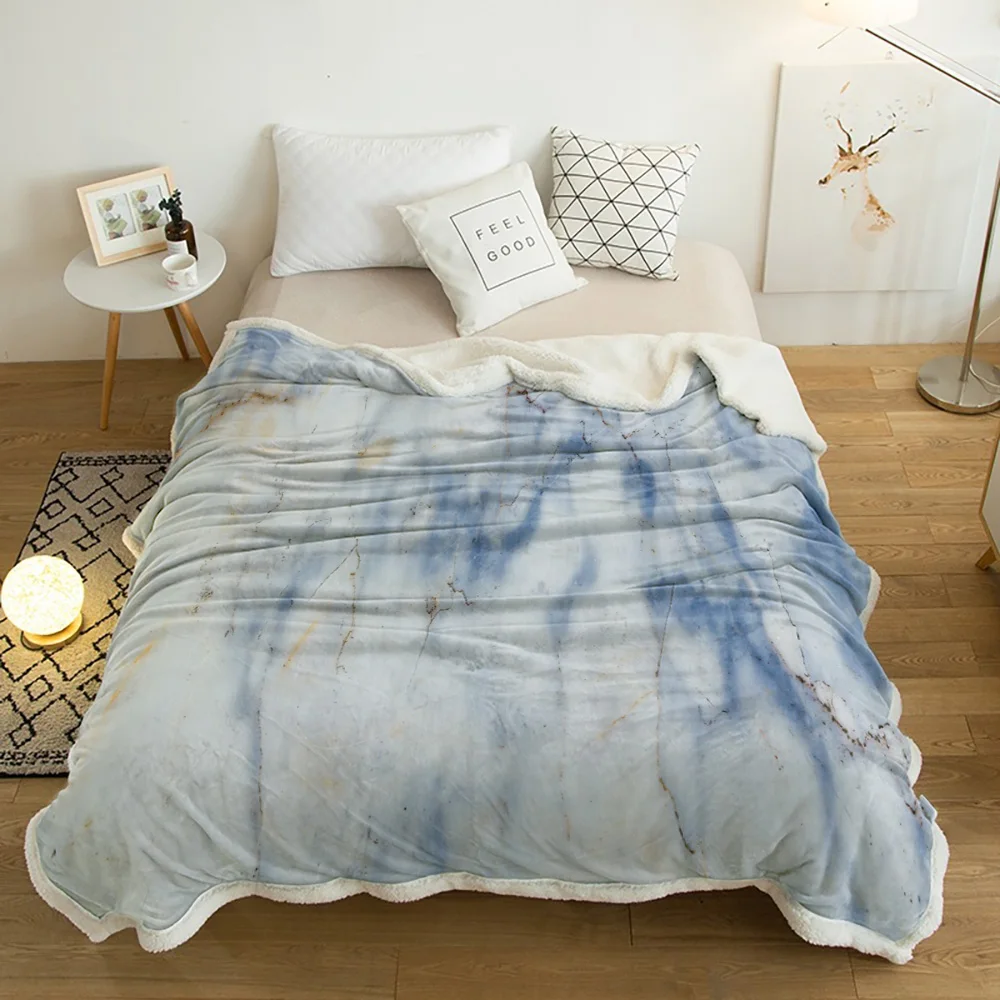 Marble Blue White Crack Blanket Floral Fleece Blanket for Kids Girl Couch Soft Plush Bedspreads Quilt Drop Ship Blankets