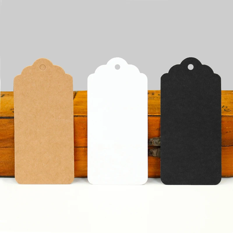 100PCS Christmas Kraft Paper Gift Tags Price Wedding Scallop Label Blank Luggage 
