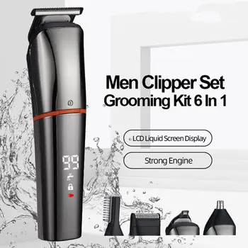 

6 in 1 Electric Hair Clippers for Men Nose Beard Trimmer Cordless USB Rechargeable Multifunctional Razor Kit
