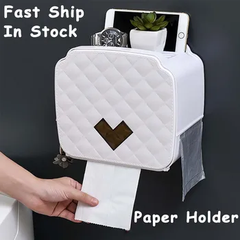 

Waterproof Wall Mount Toilet Paper Holder Shelf for Toilet Paper Tray Roll Paper Towel Holder CaseTube Storage Box Tray