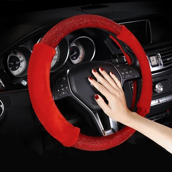 

Freeshiping 38CM Car Steering Wheel Covers Winter Plush Creative Diamond Handlebar Cover Car Car Interior Decoration Accessor