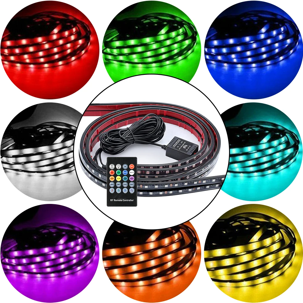 Светодиодная лента RGB для автомобильного окружающего освещения 4 шт.