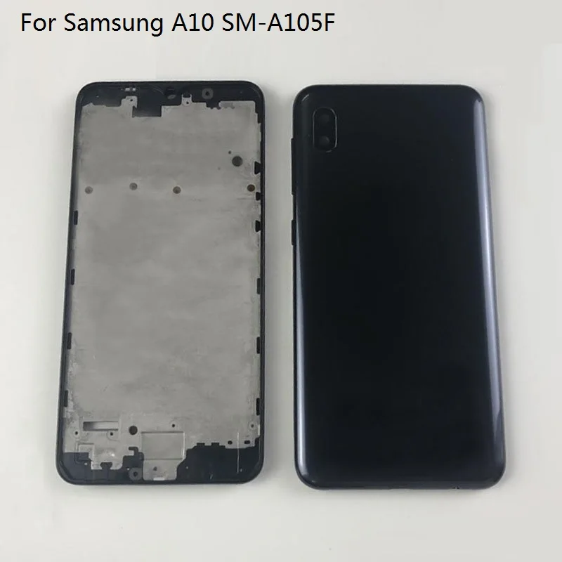 Для samsung Galaxy A10 A105 A105F SM-A105F/DS Корпус Передняя рамка для ЖК-дисплея+ задняя крышка для аккумулятора чехол с боковой кнопкой