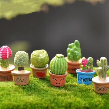 

Mini Green Cactus Bonsai Flower Desert Cactus Cereus Plant Fig Kazakhstan Model Statue Figurine Crafts DIY Miniatures