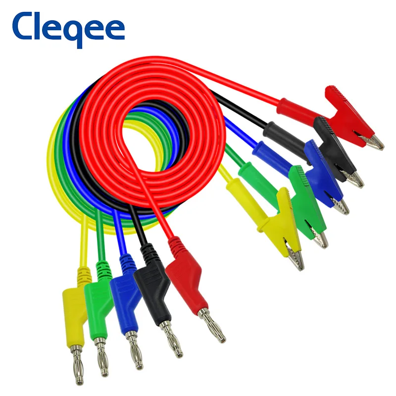 Cleqee P1037 5 шт. 4 мм разъем типа &quotбанан&quot в Крокодил Тест Комплект проводов