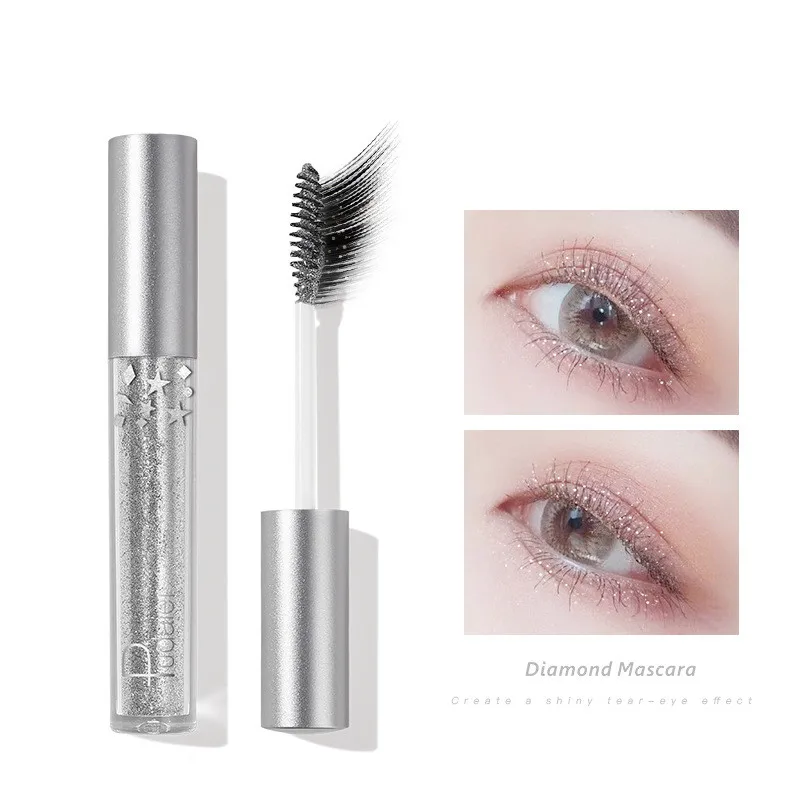 Pudaier diamond glitter mascara quick dry water drop makeup long lasting waterproof curling thick shiny eyelash |