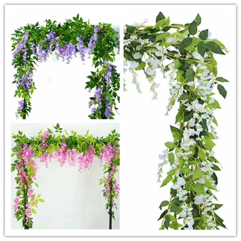 7ft 2m Flower String Artificial Wisteria Vine Garland Plants Foliage