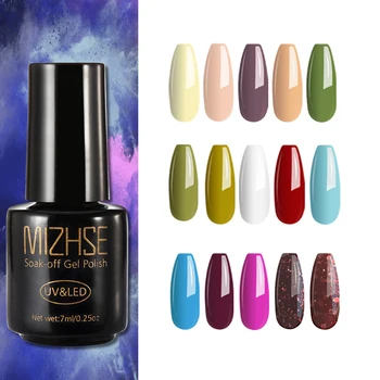 

MIZHSE 50Colors Gel Nail Polish UV LED 7ML Gel For Nails Soak Off Glitter Sequins s Nail Polish Nude Red Hybrid Nail Polish