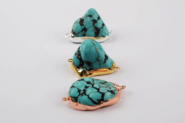 BOROSA 10 шт. Freeform синий Howlite грубая бирюза разъем в золото/серебро/розовое золото для браслета/ожерелье ювелирные изделия G1930