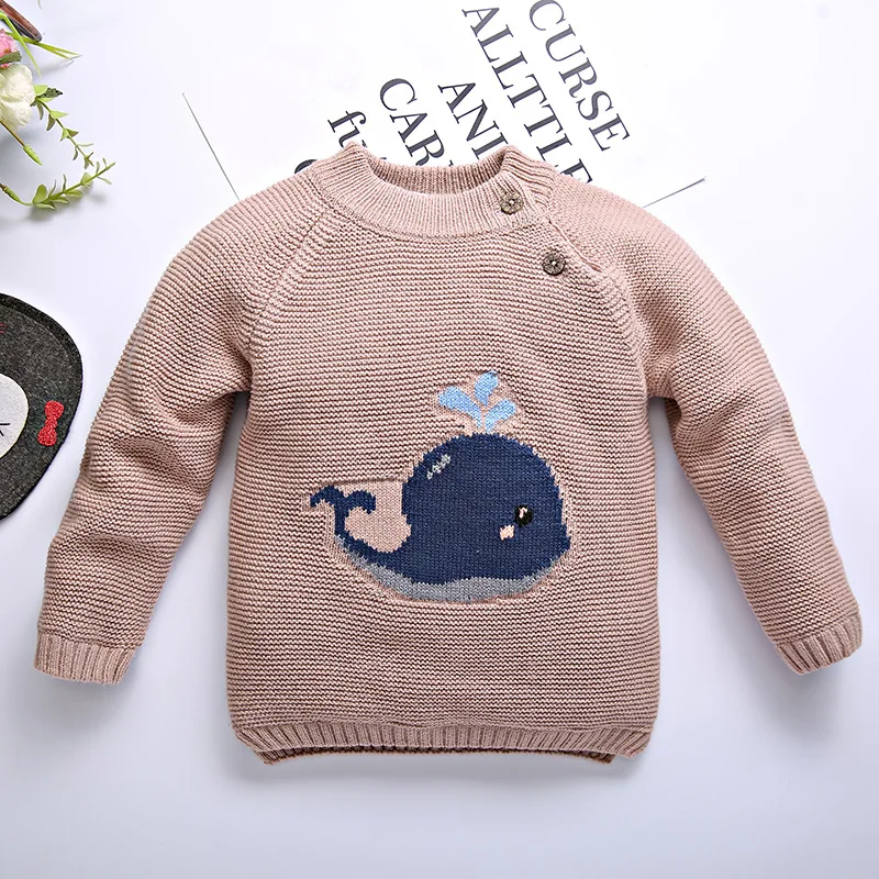 Khaki plush Детская одежда; теплые свитера для маленьких девочек и мальчиков; осенний плюшевый свитер для малышей; новые зимние пуловеры с рисунками - Цвет: Khaki plush