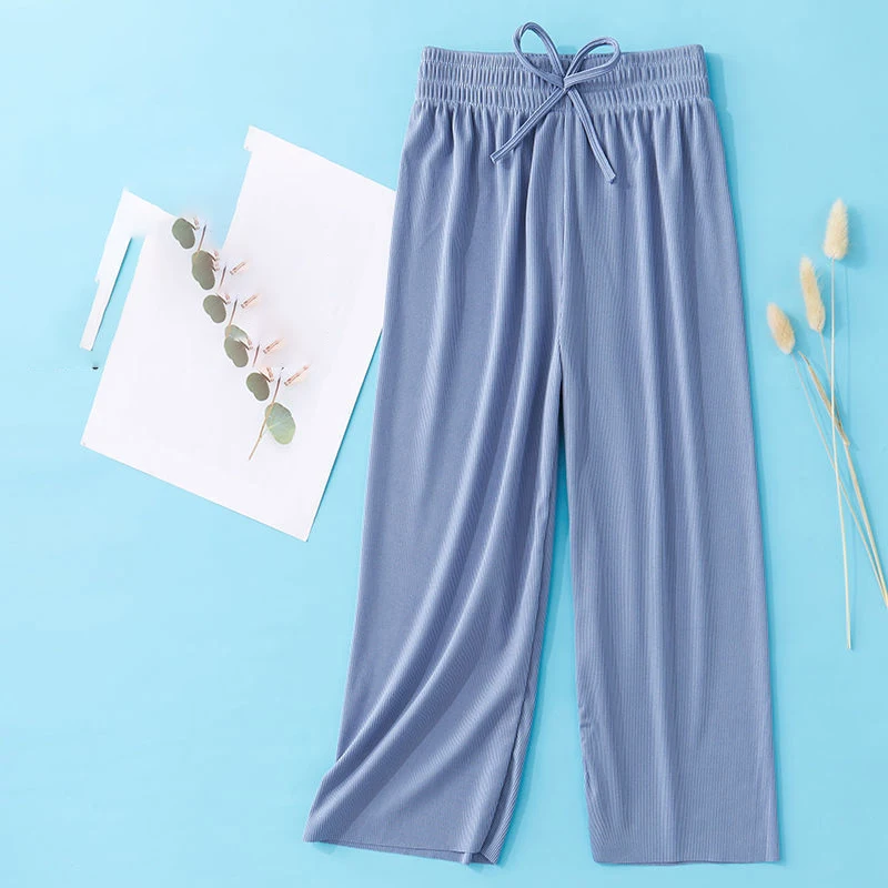 Girls Breathable Thin Wide-Leg Pants Summer Children's Loose High-Waist Ice Silk Casual Anti-Mosquito Pants