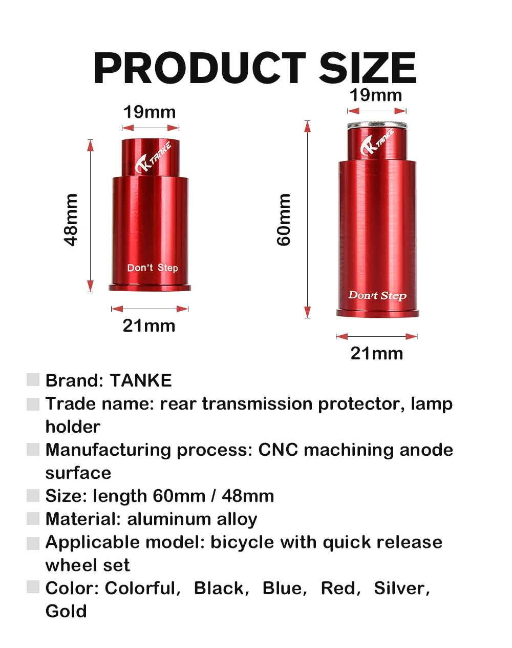 Description Picture 4 of itemTANKE-Bicycle Rear Transmission Protector, Road Cycling Lamp Holder, Mountain Bike Accessories, Tear Derailleur Protector 48/60