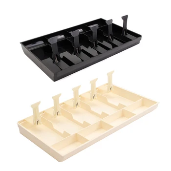 

2 Pcs Money Cash Coin Register Insert Tray Replacement Cashier Drawer Storage Cash Register Tray Box Classify Store, Black & Whi