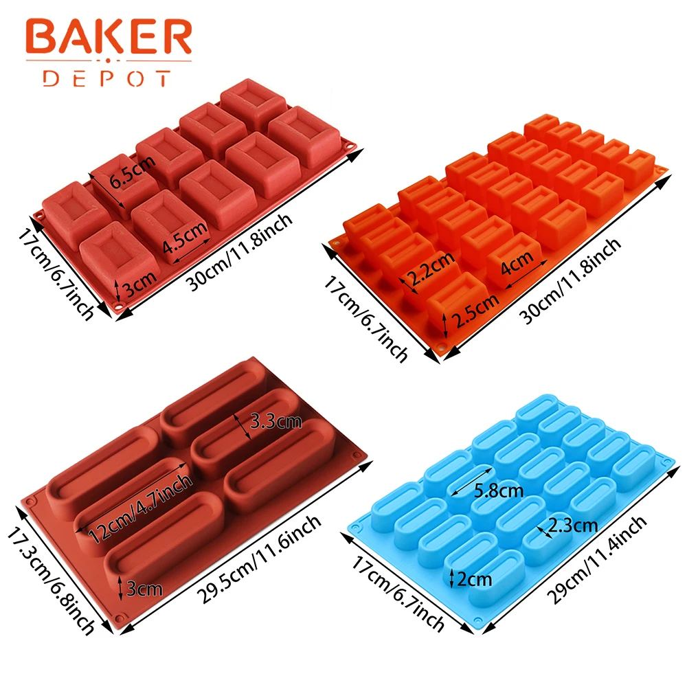 BAKER DEPOT силиконовая Плесень для шоколада мыло Прямоугольная форма для выпечки кондитерских изделий Pudding желе лоток для льда хлеб печенье инструмент для пекарей