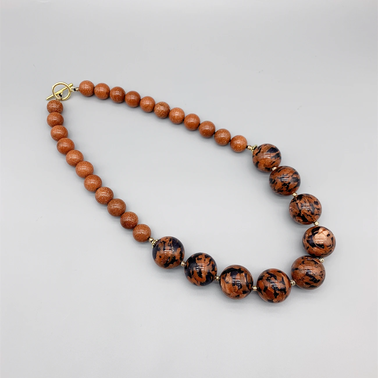 FoLisaUnique 12mm 20mm Round Gold Sand Stone Necklace For Women Birthday Gift Trendy Jewelry Personalized Chunky Necklace