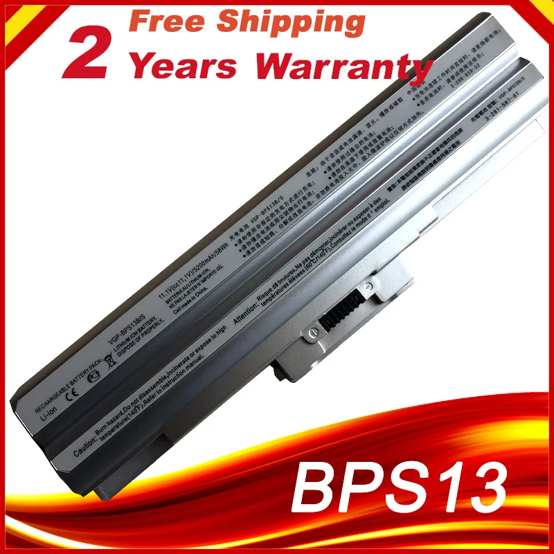 Prata Bateria do Portátil para Sony Vgp-bps13 Vgp-bps13 s Bps13as Bps13b s Bps13a s Vgn-cs28 Bps13 Vgn-cs Prata