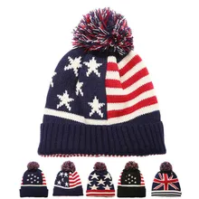 Helisopus новая вязаная шапка для мужчин женщин Осень Зима США американский флаг шапочки шапка с помпонами наружная теплая шляпа унисекс