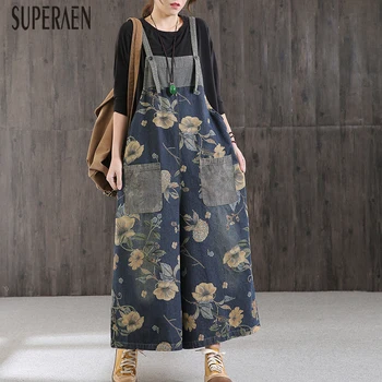 

SuperAen Korean Style Women Denim Jumpsuits Print 2020 Spring New Wild Ladies Jumpsuits Fashion Casual Women Clothing