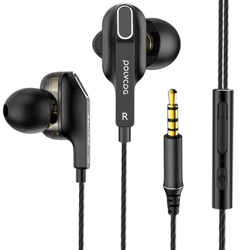 

POLVCDG D9 Double Dynamic In-Ear Wired Earphone High Quality Fashion Personality HIFI Subwoofer Earbuds Microphone Built-In Earp