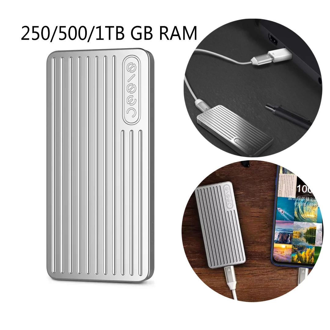 

JESIS 1TB Mobile Solid State Drive PSSD Type-C 10GB/S USB 3.1 550MB/S Aluminum Alloy Material Management 49g RAM 250 500 GB