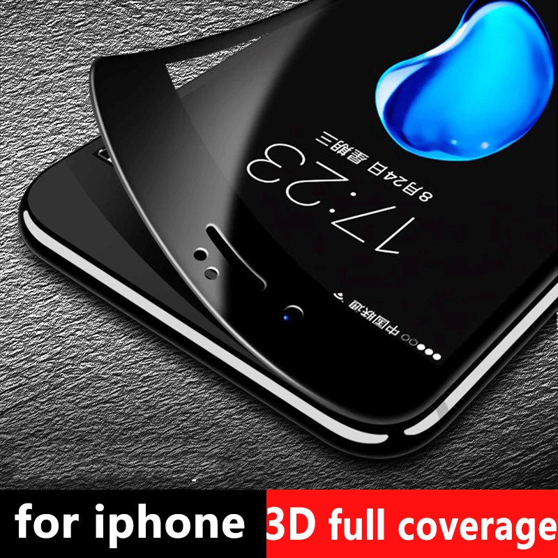 Защитное 3D стекло из углеродного волокна с мягкими краями для iPhone 6 6S 7 8 Plus