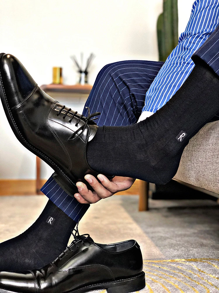 Podkolanówki męskie sukienka skarpetki dla mężczyzn czarne cienkie skarpety  egzotyczne formalna odzież skarpetki garnitur mężczyźni Sexy paski strój  biznesowy skarpetki|Skarpety męskie| - AliExpress