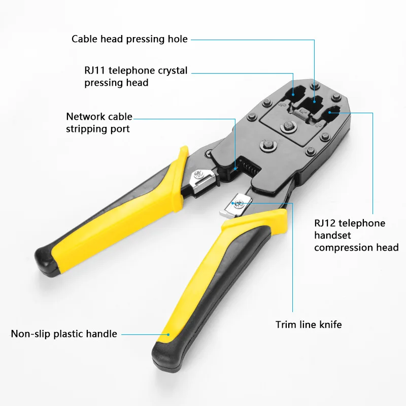 Handskit RJ45 RJ11 RJ12 Network Repair Plier Tool Kit With Utp Cable Tester Spring Clamp Crimping Tool Crimping Pliers Clamp PC