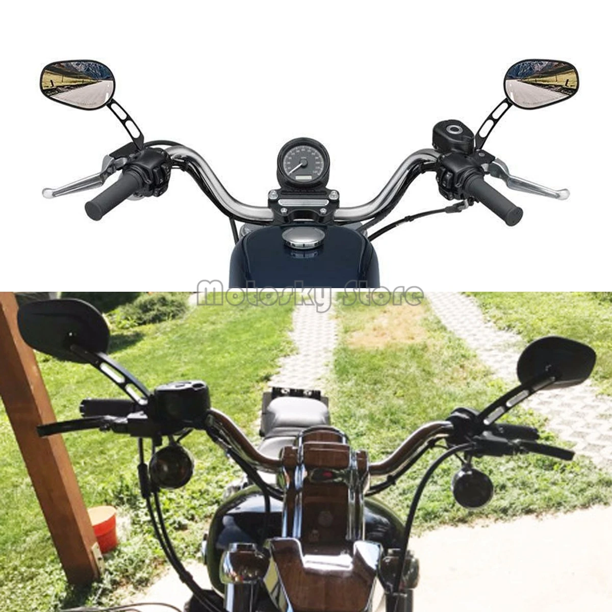 Универсальный черный CNC Sportster Зеркала для Road King Street Electra Glide Dyna Softail Road Glide Мотоцикл заднего вида 1982