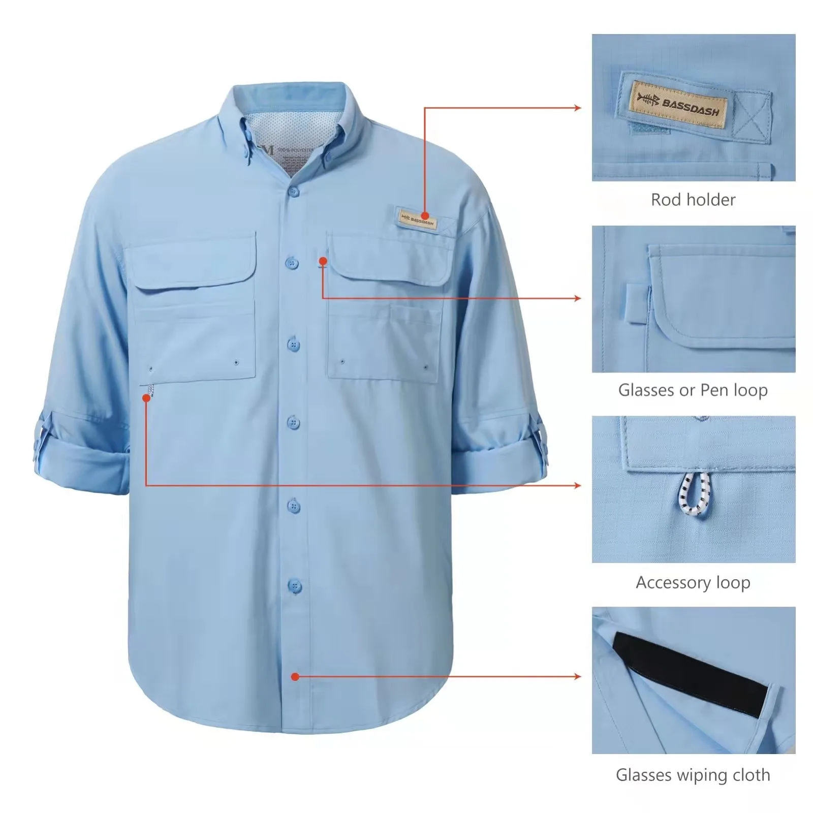 Fishing shirt Men's UPF 50 Long sleeve Fishing Button down shirt Performance Quick dry FS21M