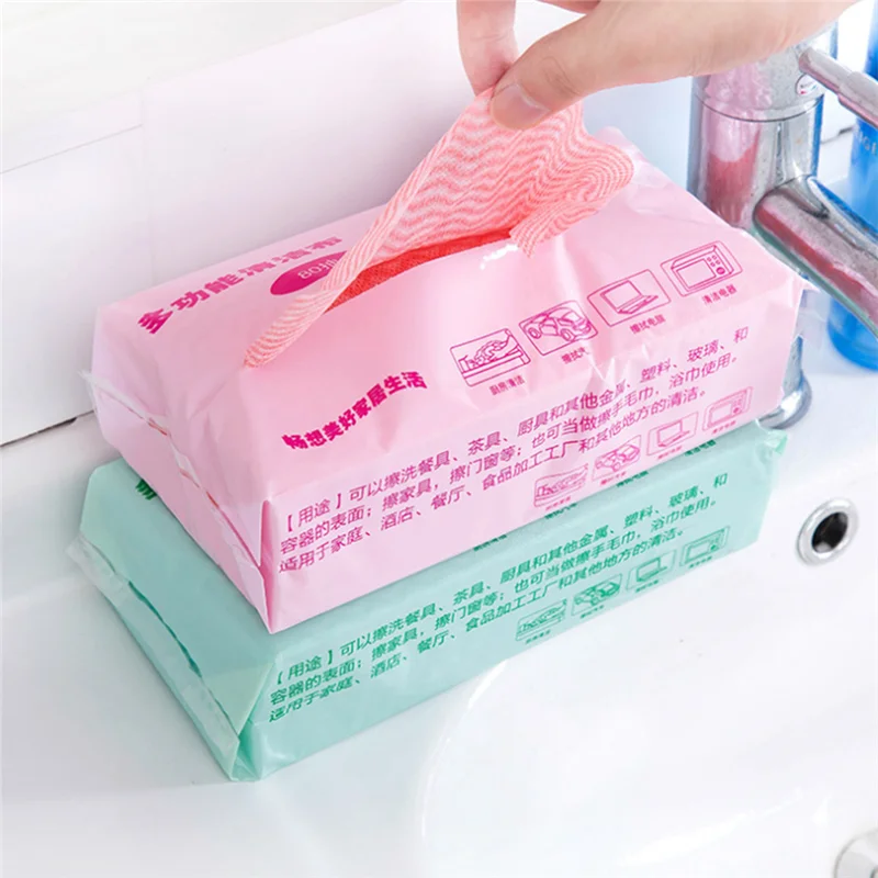 70 Pcs/Pack Environmental Wash Cloth Disposable Washing Dish Towel Kitchen Non-stick Oil Cleaning Wiping Rags Tableware Tools