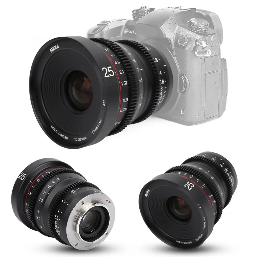 

Meike 25mm T2.2-22 Large Aperture Manual Focus Prime Cinema Lens for M4/3 / for Sony E-mount camera len accessories Camera Lens