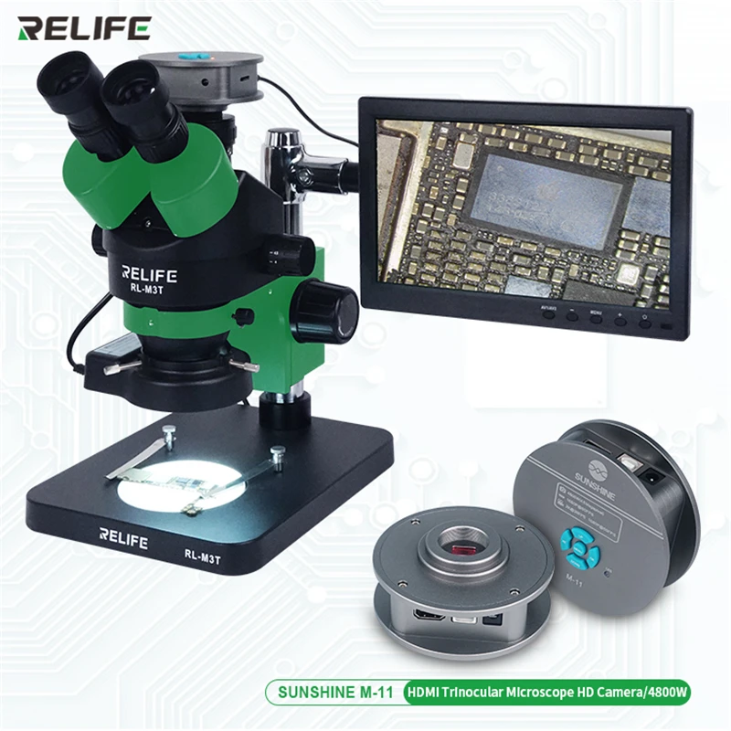 RELIFE RL M3T Trinocular Microscope 0.7 4.5X Continuous Zoom Microscope