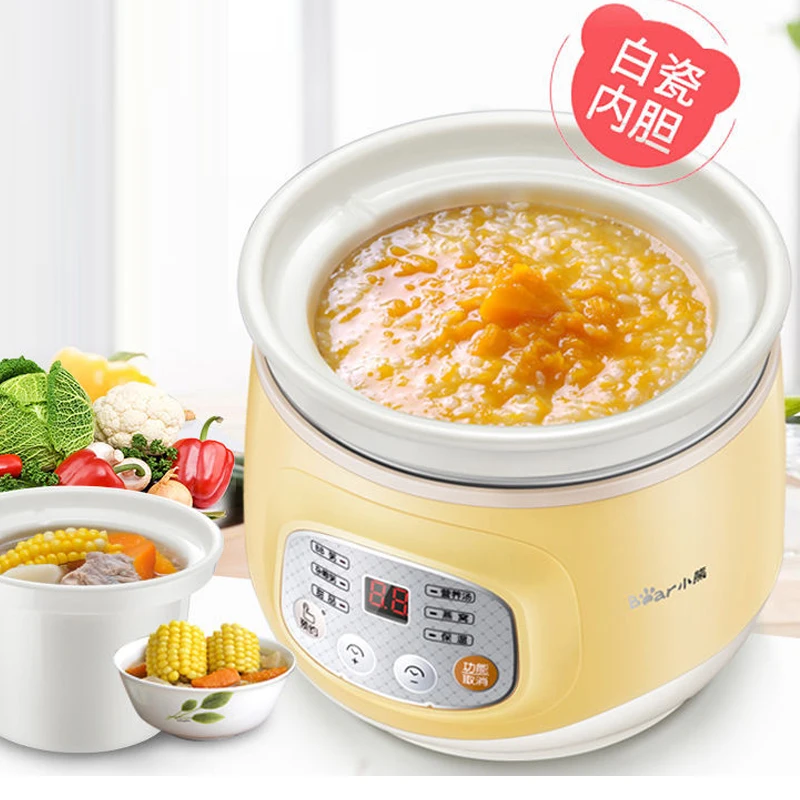 1L Gruel Soup Pot Ceramic Electric Crock Pot Automatic Household  Intelligent Small Crock Pot Rice Cooker Food Warmer Cooker - AliExpress