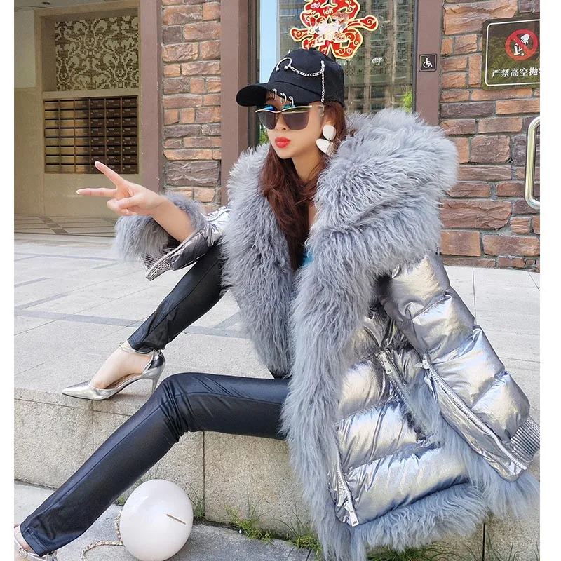 Winter Jacket Women Long Parka Real Fox Fur Coat Natural Fox Fur Collar with Hood Thick Warm Streetwear Parkas New - Цвет: 2