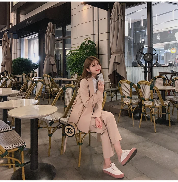 Blazer set Office Lady pants suit women temperament High Waist trouser suits two sets Femme New autumn fashion