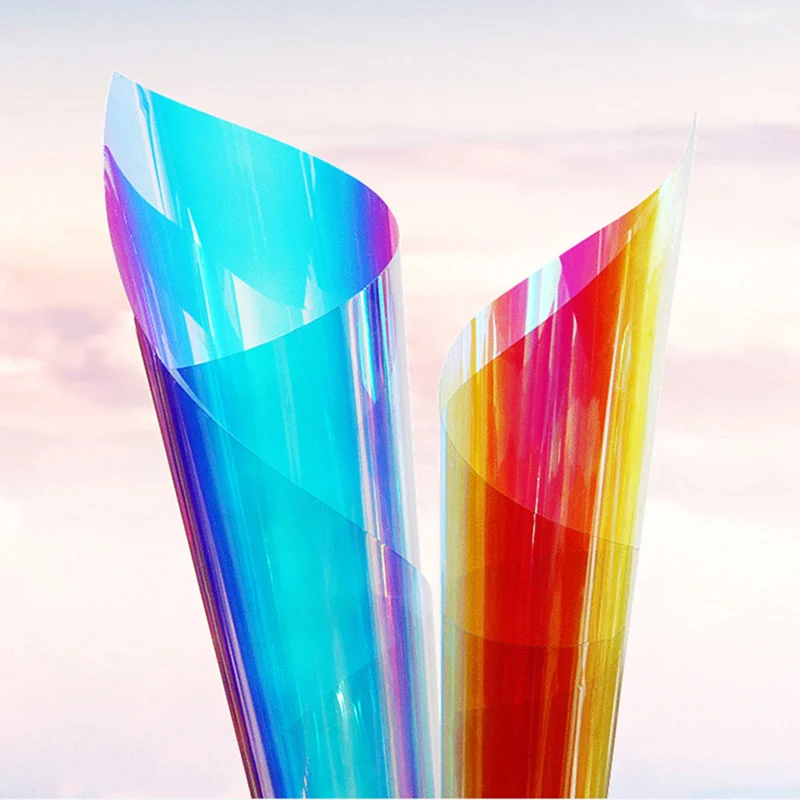 HOHOFILM 54x20 Chamelon Color Window Film Rainbow Effect Iridescent  Window Tint Decorative Glass Sticker Self-Adhesive Home Decal DIY