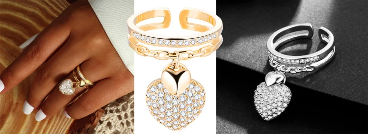 2022 New Arrival Rings for Women Party Trendy Heart Wedding Bands Setting All Compatible Rings Female Femme Jewelry Accessories