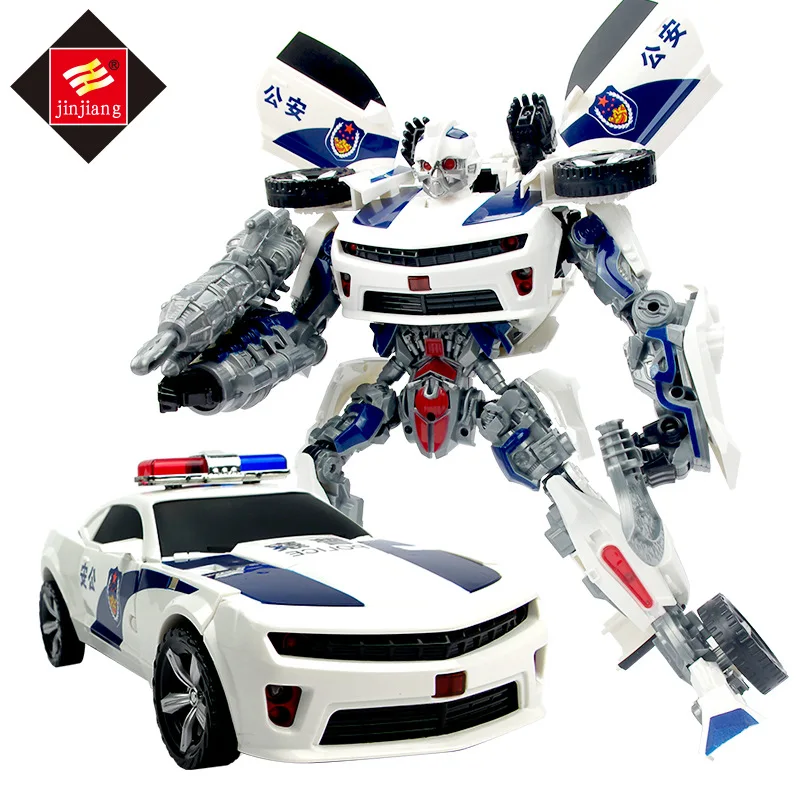 

Children Transformation Toy Jingang 5 Hornets Giant Police Robot Models Transformation Light And Sound Police Car