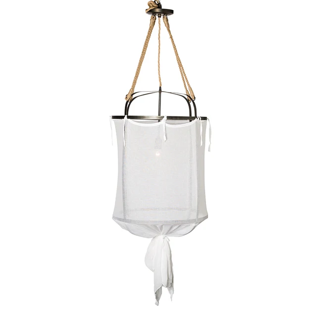 Nordic modern linen pendant lamp shade living room lamp cover 5