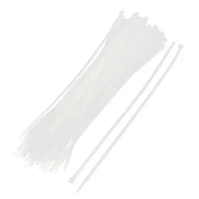 

100 Pcs 7.2mm x 450mm White Nylon Zip Tie Wrap for Cable Wire
