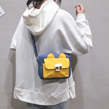 

Canvas shoulder small bag female 2020 new small square bag color matching messenger mobile phone bag