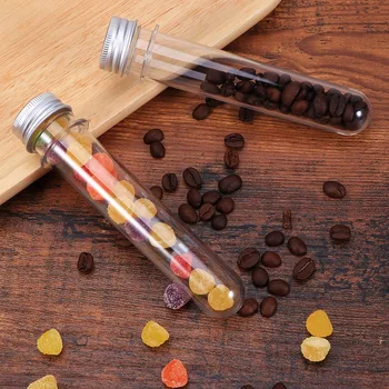 

50Pcs 50Ml Plastic Test Tube with Screw Cap Bottle Aluminum Cap Packing Tube with Pressure Sensitive Seal Candy Capsule