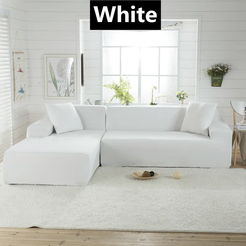 White 1/2/3/4 местный эластичные однотонные Цвет чехлы для диванов спандекс стрейч диване Защитная крышка все включено Универсальный секционный диван Чехол - Цвет: White