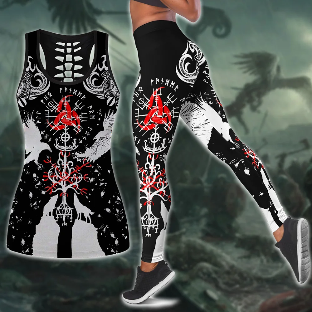 

Fashion Yoga Pants Women Leggings Vikings Tattoo camouflage 3D Printed Leggings & Tank top Sexy Elastic Female Skinny Leggings