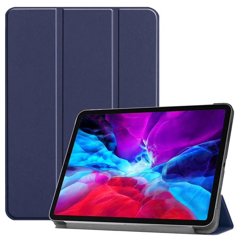 

Luxury Tablet Case Leather Pen Tray Tri-fold TPU 12.9inch For New ipad 12.9 2020 Adjustable Folding Stand Cover Phone Case KS053