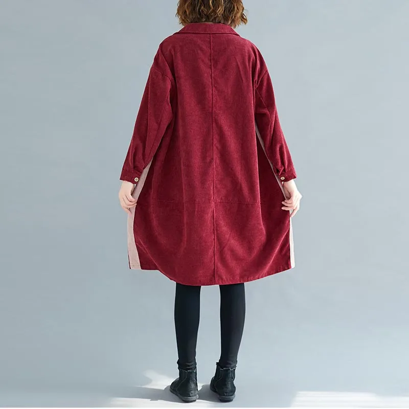Плюс Размеры 4XL Вельветовая рубашка платье Для женщин длинный кардиган, кофта, Винтаж большой размер, свободного кроя Для женщин s Топы и блузки; богемный комплект, Roupa Feminina