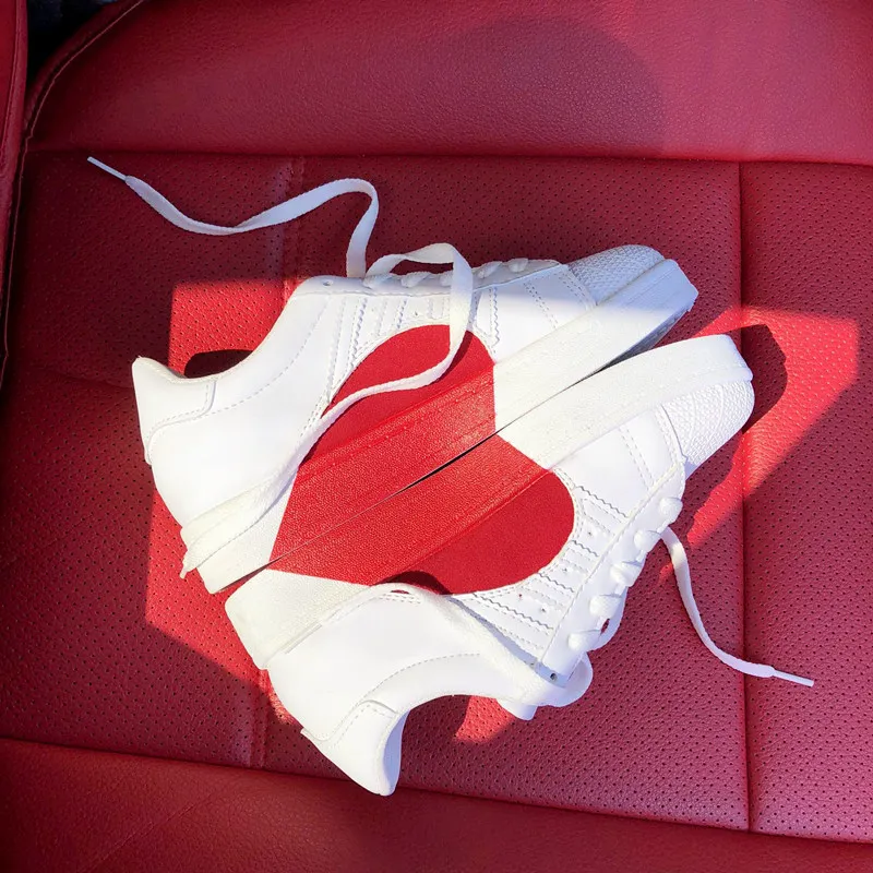 

Women Shoe2019 New Style Summer Korean-style Versatile Thick Bottomed Heart Shape Macbook Canvas Sneakers