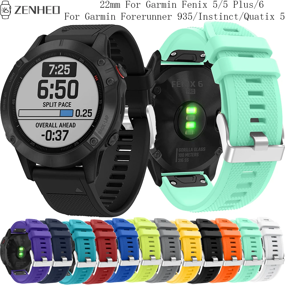 

22mm Silicone strap For Garmin Fenix 6/5/5 Plus Quick Release band For Garmin Forerunner 935/Instinct/Quatix 5 Smart Watch band