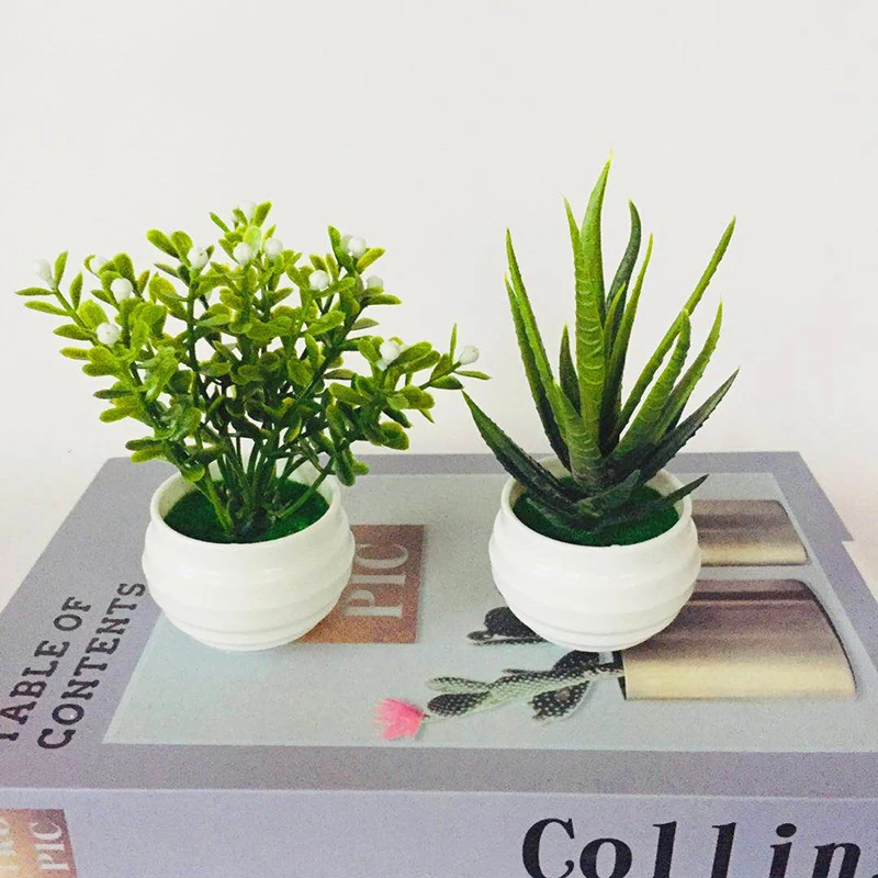 Artificial Plants Small Faux Bonsai Tree Realistic Fake Potted Home Ornaments Office Desk Room Decoration Will Not Fade | Дом и сад